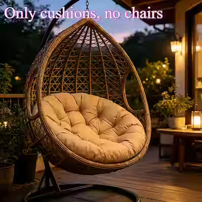 Thick hanging chair cushion for all-season outdoor and indoor use