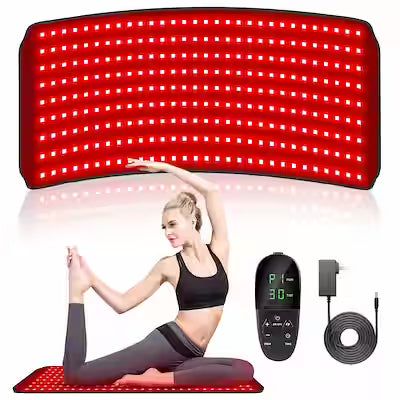 Wearable Red Light Therapy Mat with Timer, FDA‑Cleared, Adjustable for Arms, Legs, Back and Abdomen, Reduces Inflammation and Muscle Soreness