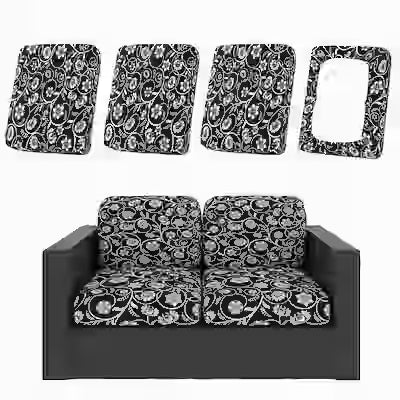 Stretch patio cushion covers in paisley pattern for outdoor furniture