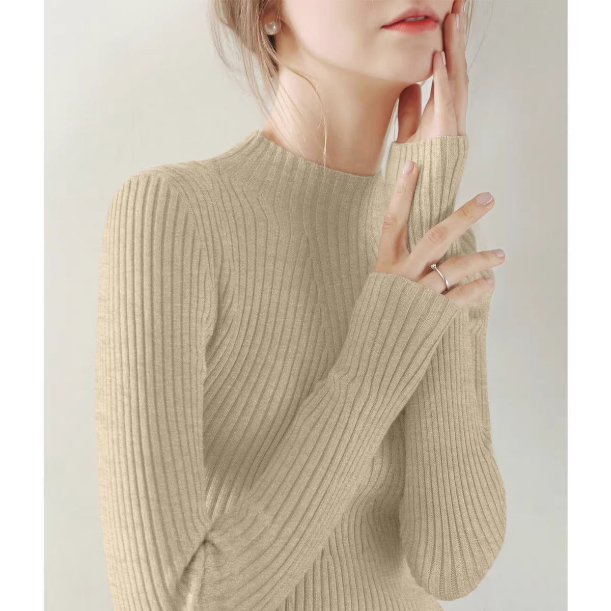 Thickened Knitting Sweater for Women Mid-collar Bottoming Shirt