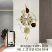 Modern Silent Wall Art Clock, 32 * 18 Inch 3D Creative Metal Decorative Wall Clocks, Light Luxury Wall Hanging Wall Decor For Entryway Bedroom Offic Dinning Room Kitchen Christmas New Year Easter Gifts
