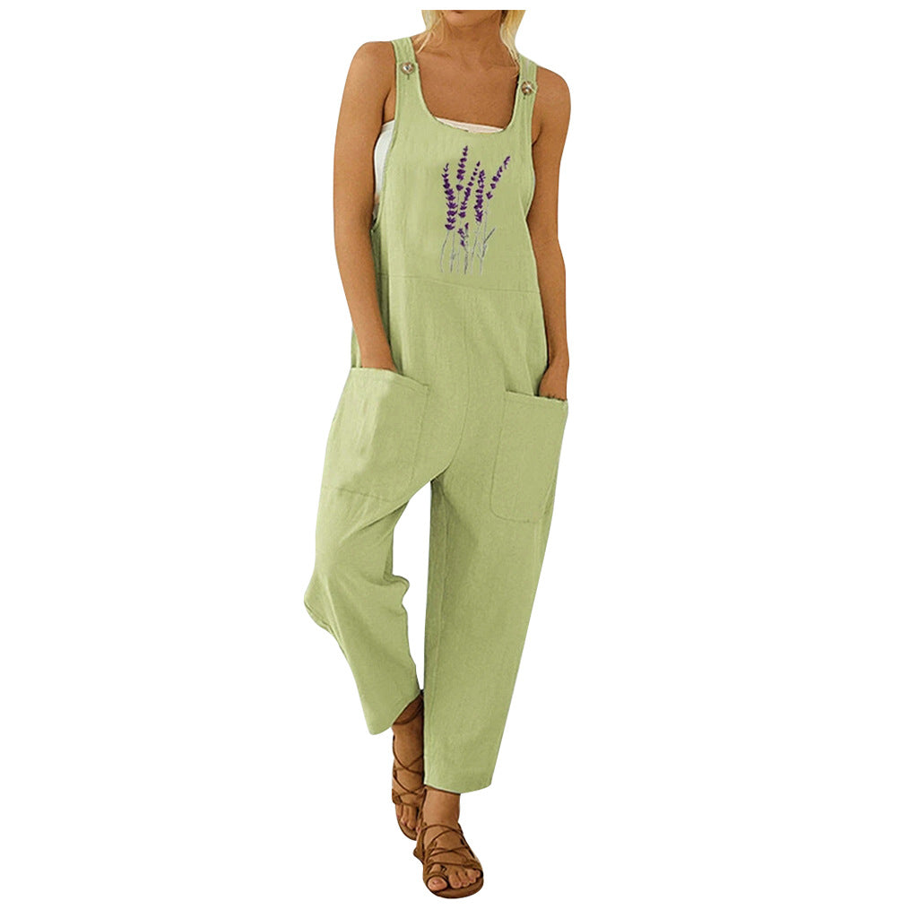 Oversized Loose-fitting Pattern Print Bib Large Pocket