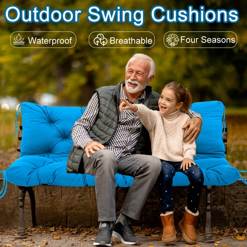 Outdoor Swing Cushions, 3 Seat Porch Swing Cushion Replacement With Backrest, Swing Cushions For Outdoor Furniture, For Patio, Backyard, Porch Garden Bench Cushion
