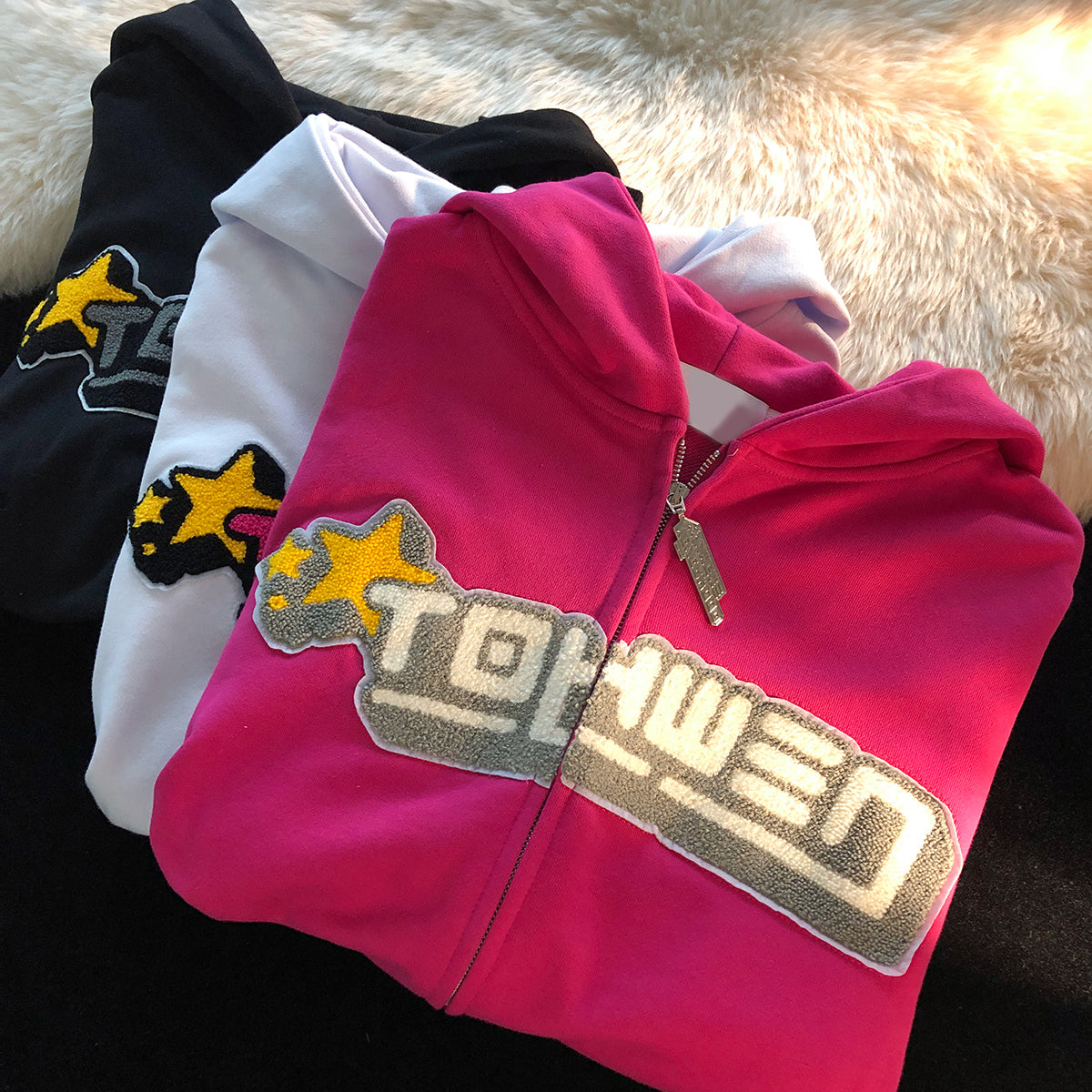 Cozy Letter Embroidered Zip-Up Hoodie & Sweatpants Set