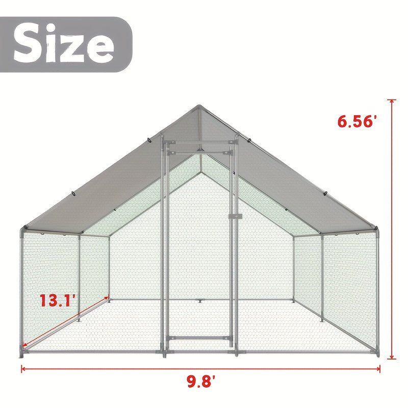 Large Walk-in Metal Chicken Coop with Waterproof and UV-proof Cover