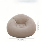 Oversized Gray Inflatable Flocked Lounge Chair – Portable Foldable PVC Recliner (1 pc)