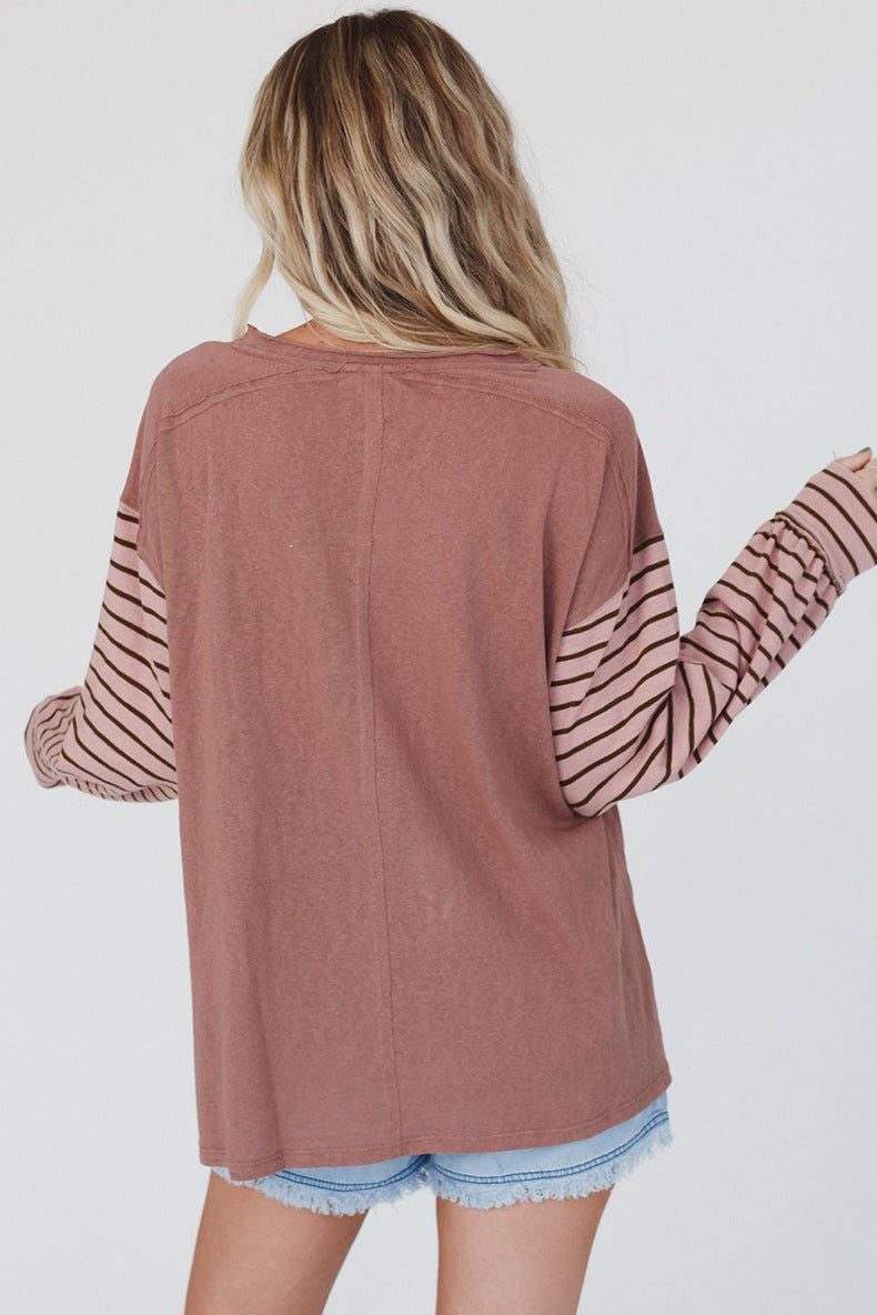Women's Colorblock Striped Casual Long-Sleeve Hoodie