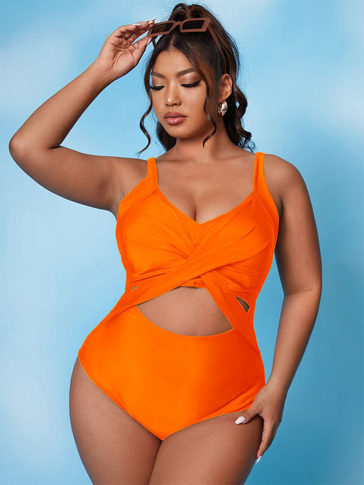 High-Waist Plus Size One-Piece Conservative Swimsuit