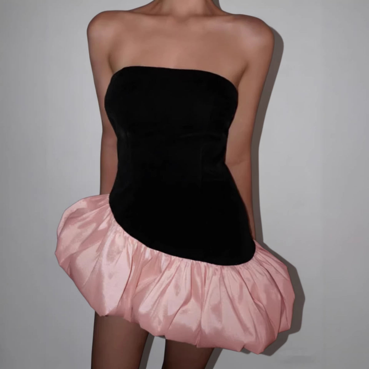 Womens Color-block Bud-bustier Mini Dress