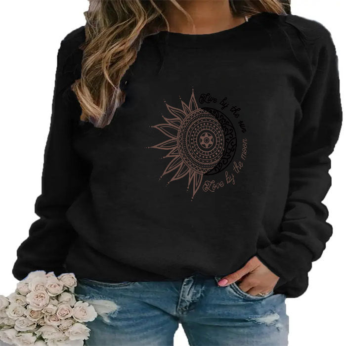 Trendy Print Round Neck Autumn Sweatshirt