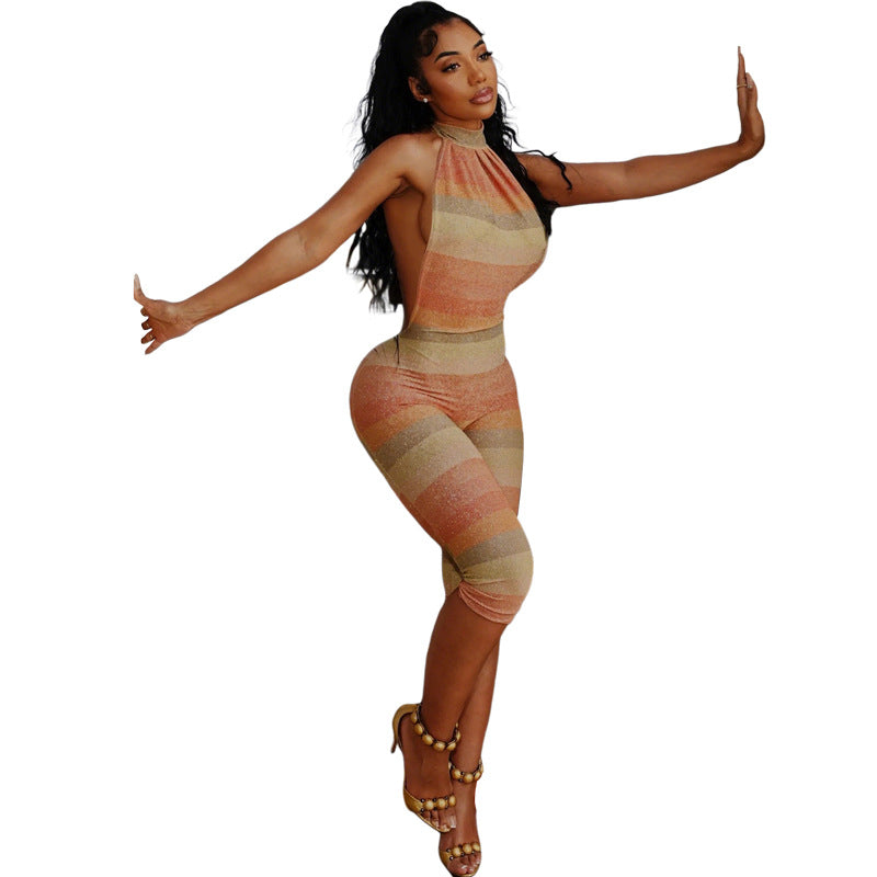 Sleeveless Halter Backless Tight Jumpsuit