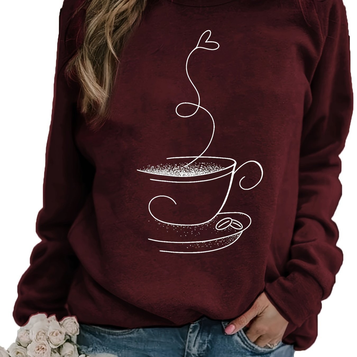 Women's Graphic Print Crew Neck Casual Sweater
