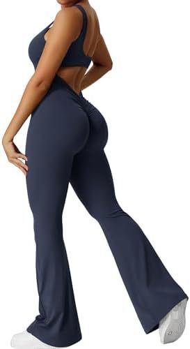 Women's Sleeveless Flare Yoga Jumpsuit