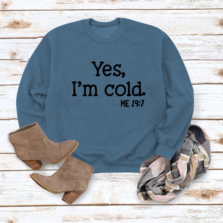 Letter Print Round Neck Long Sleeve Pullover Sweatshirt