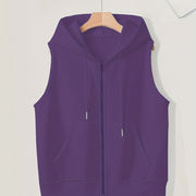 Plus Size Hooded Zip-Up Pocket Jacket
