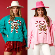 Women's Sequined Long Sleeve Loose Sweatshirt Top