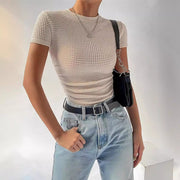 Slim-Fit Ribbed Crew Neck T-Shirt – Flattering Short Sleeve