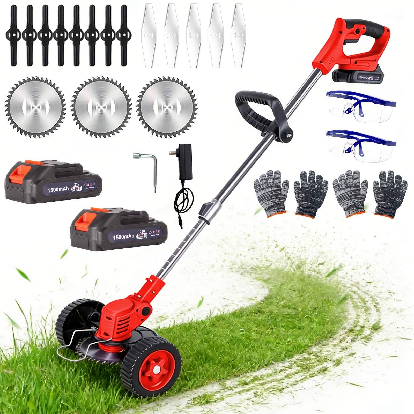 Compact Portable Electric Lawn Mower with Lithium‑Ion Battery and Multi‑Blade Weed Trimmer – All‑in‑One Garden Tool