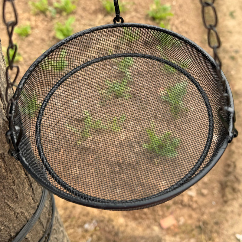 Round Wrought Iron Hanging Bird Feeder Tray