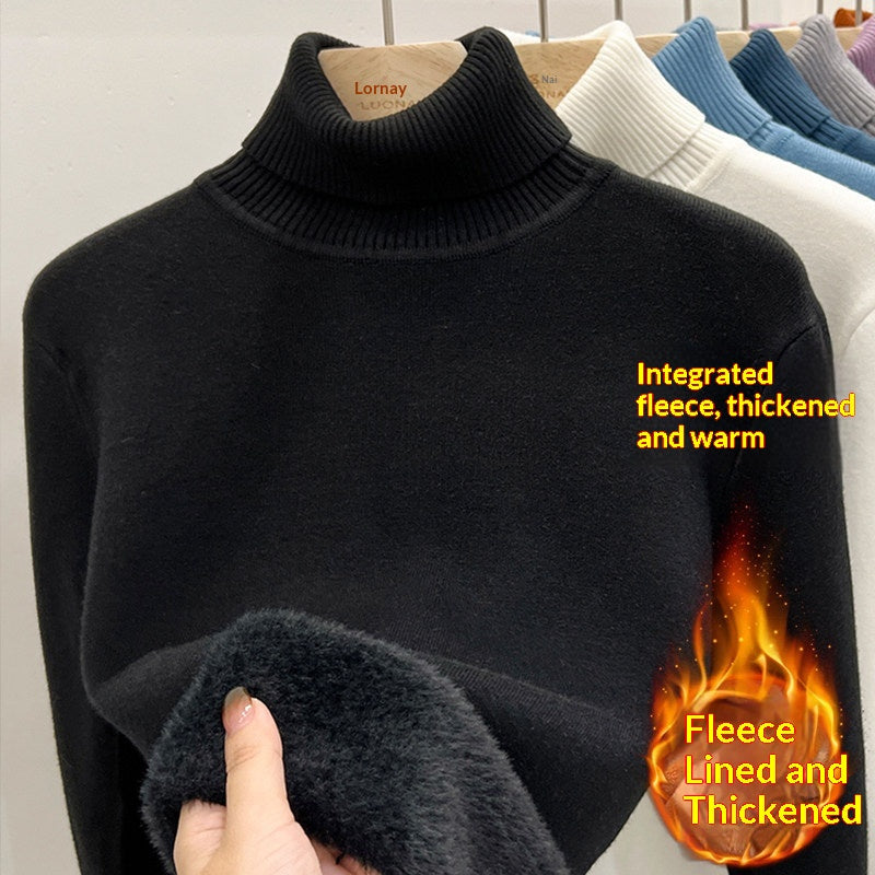 Womens Fleece-lined Turtleneck Base Sweater