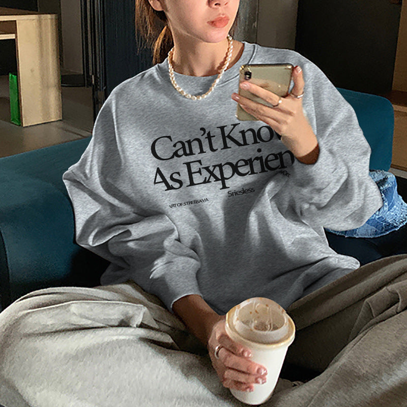 Fleece-Lined Vintage Casual Pullover Sweatshirt
