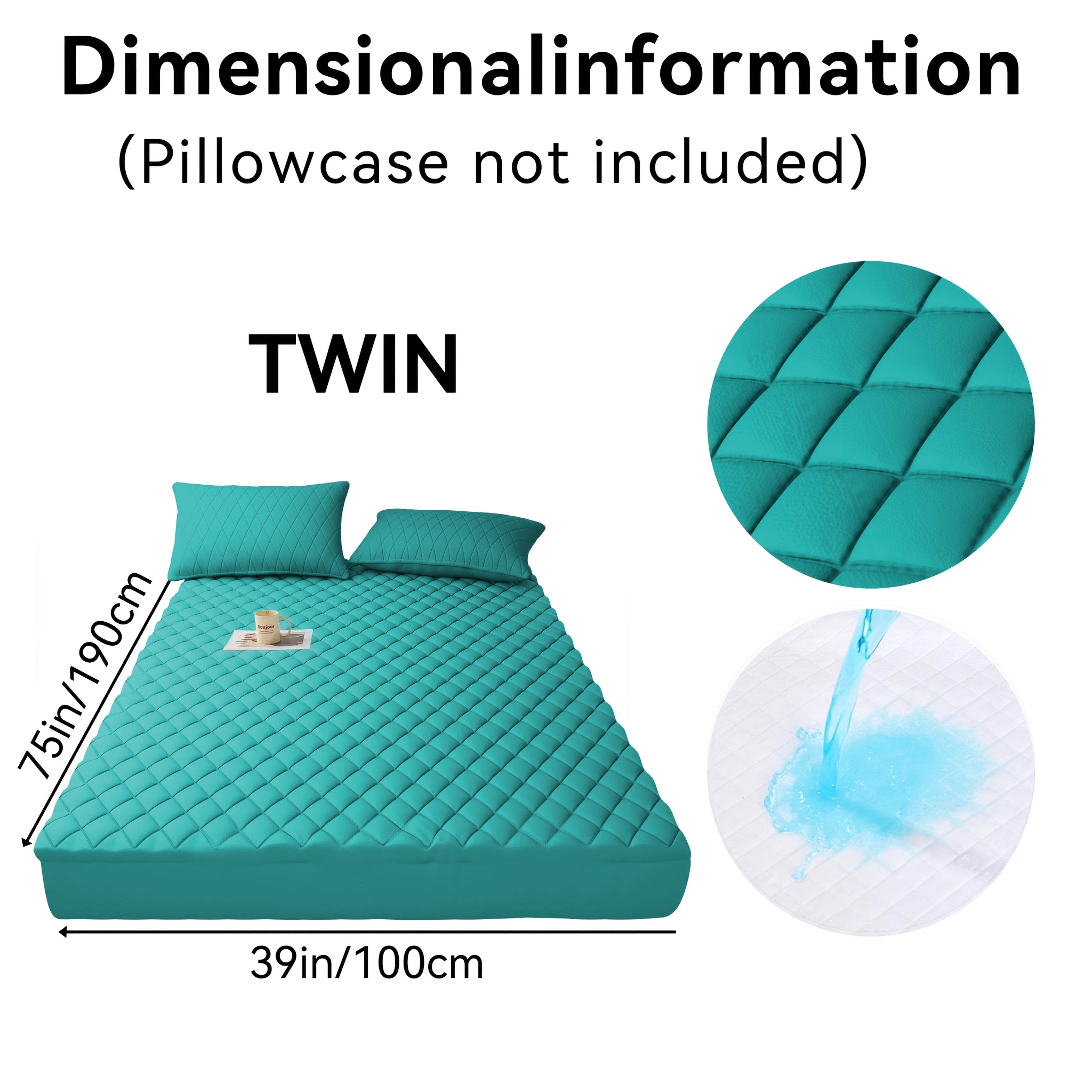 Waterproof Mattress Protector Quilted Thickened Comfortable Bedspread Layer with Deep Pocket Design, Warm Breathable Bedding for Bedroom Guest Room Hotel, Great for Holiday Gifts Black Friday And...
