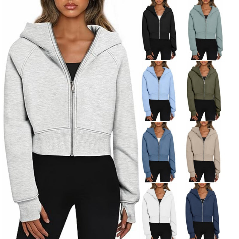 Cozy Fleece Zip-Up Hooded Sweatshirt for Women