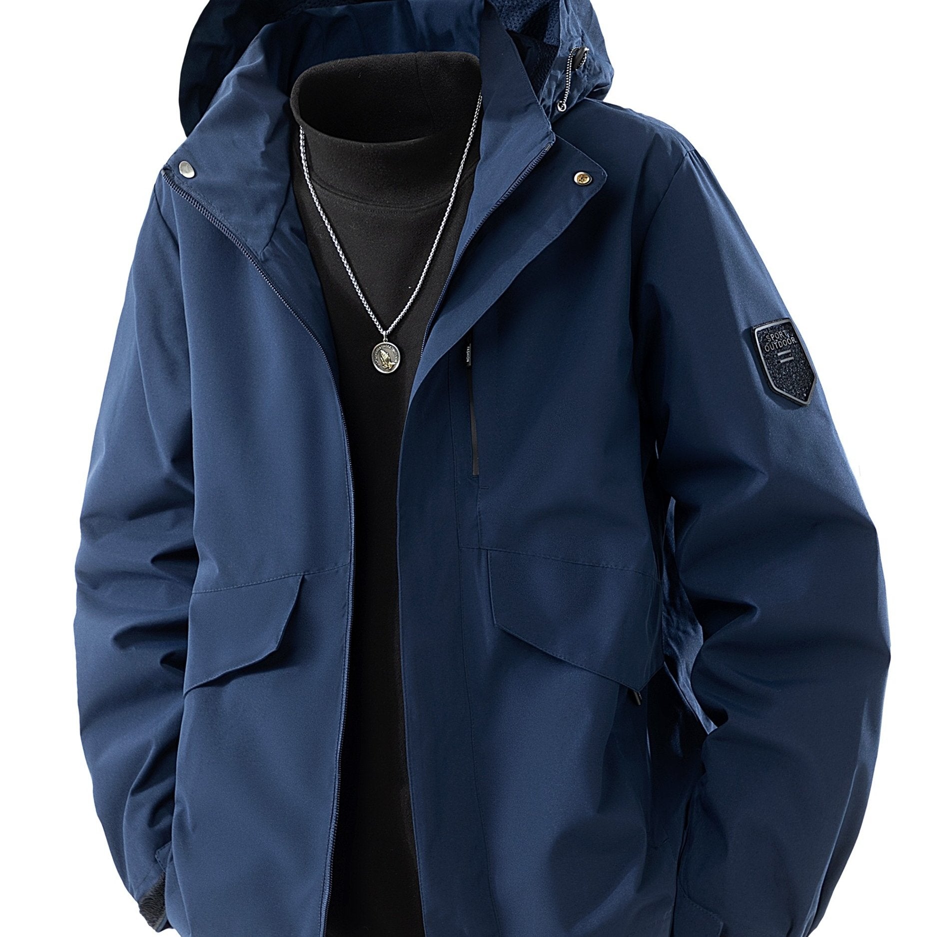 Unisex Detachable Hooded Cargo Jacket with Multi-Pocket Design