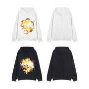 Unisex Flame Print Streetwear Hoodie | Casual Loose Pullover