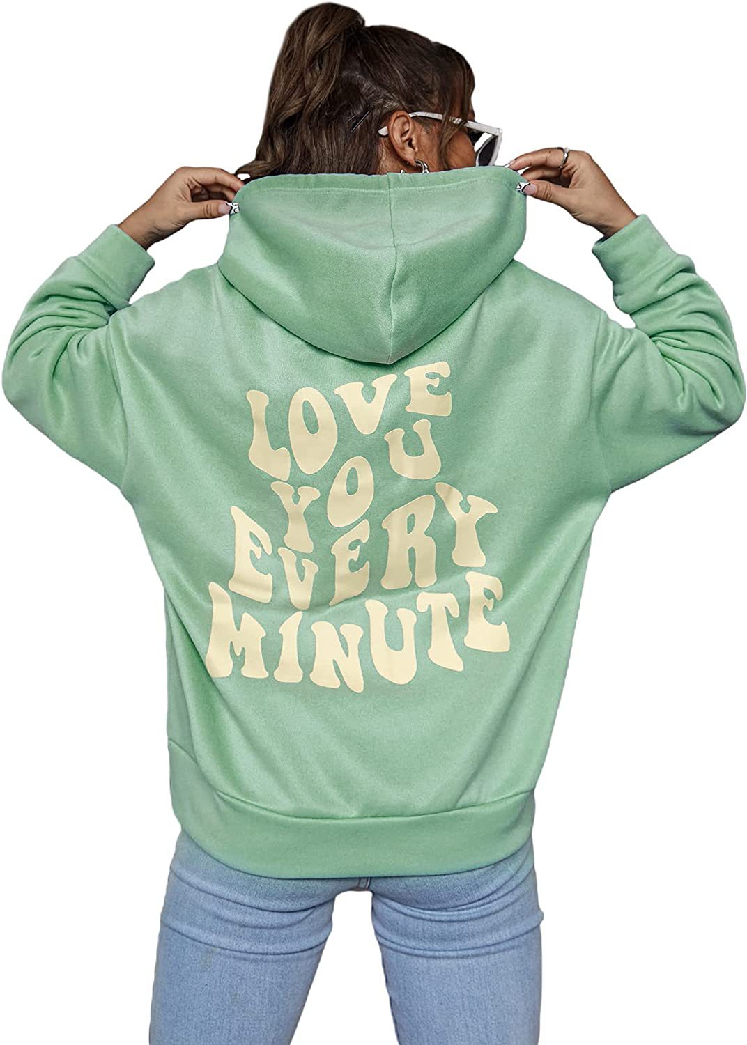 Okay Letter Print Casual Loose Hoodie