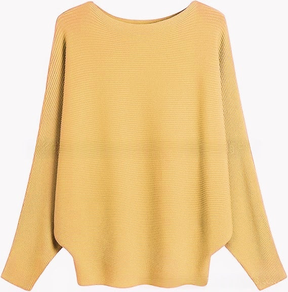 Halter-neck Batwing-sleeve Loose-fit Knit Sweater