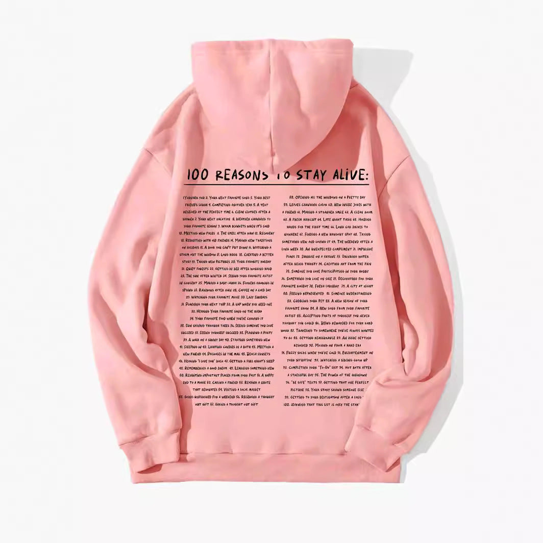 Cozy Fleece-Lined Letter Print Hoodie with Pockets