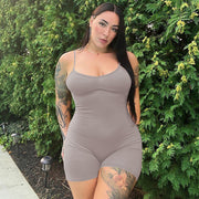 Sexy Backless Solid Strap Jumpsuit for Curve Fashion