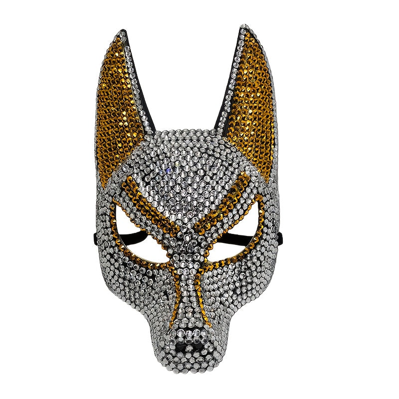 Wolf Head Shaped Encrusted Mask for Halloween and Masquerade