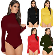 Women's 12-Color High Collar Slim Long Sleeve Jumpsuit