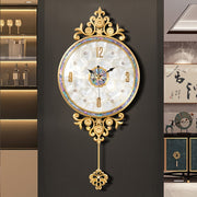 American Brass Natural Seashell Silent Wall Clock - Nautical-Themed Digital Display with Golden-Tone Crown Design, Atomic Movement, AA Batteries Not Included for Coastal Home Decor, Intricate Shell Motifs, Sea Shell Decor