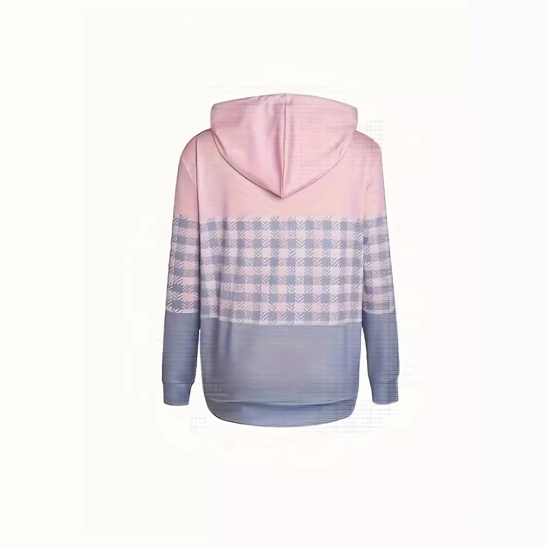 Colorblock Hooded Casual Straight-Leg Sweater for Women