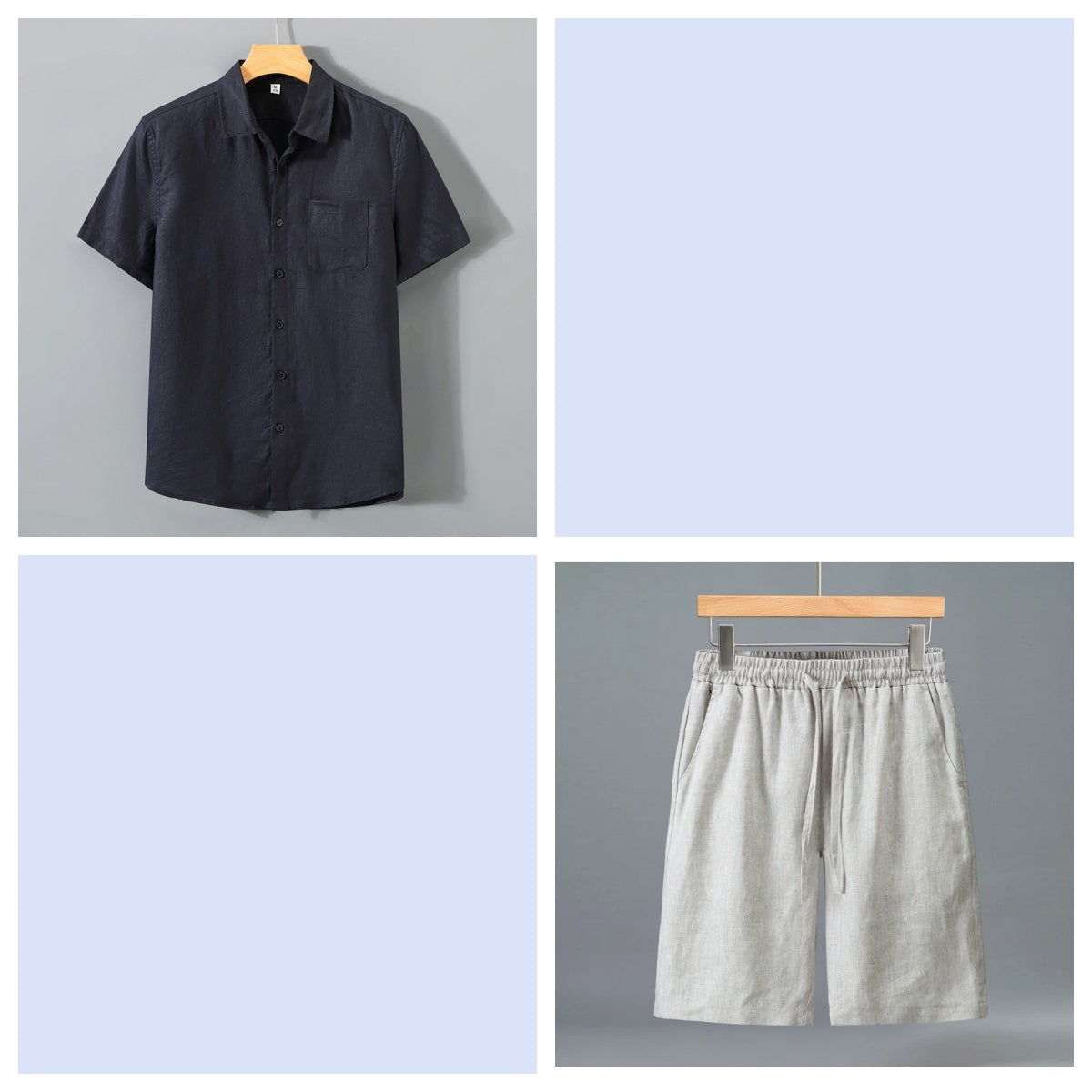Summer Lightweight Linen Shorts & Shirt Set for Men