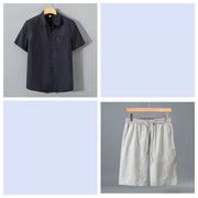 Summer Lightweight Linen Shorts & Shirt Set for Men