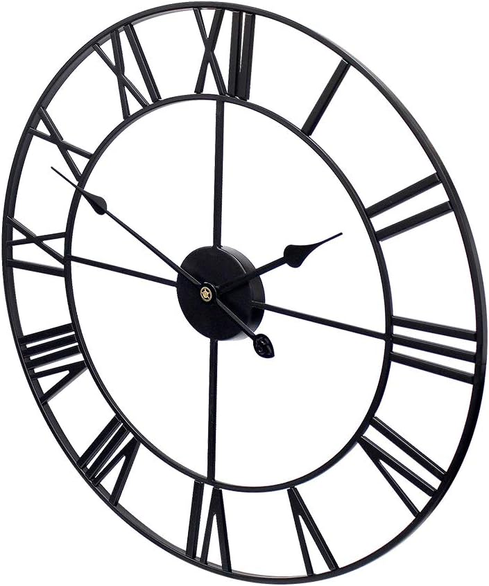 Farmhouse Large Wall Clock Pure Metal Vintage Decorative Large Oversized 36inc (90 cm)Black