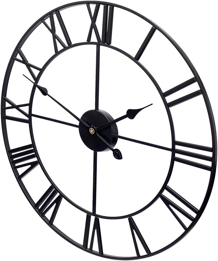 Farmhouse Large Wall Clock Pure Metal Vintage Decorative Large Oversized 36Inc (90 Cm)Black