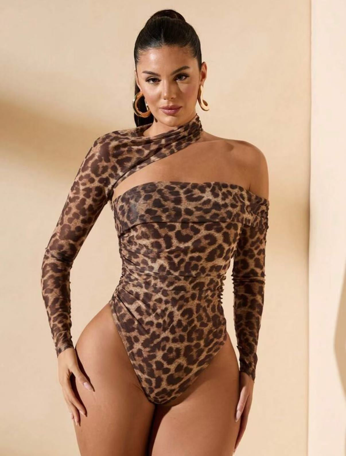 Sexy Off-Shoulder Asymmetrical Halter Bodysuit