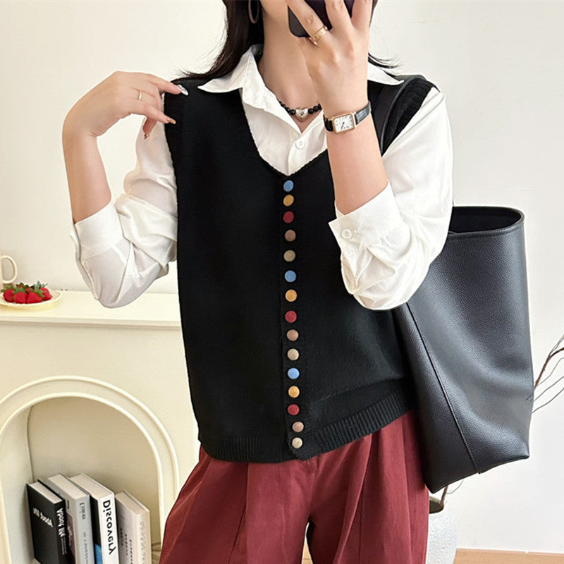 Knitted Vest Women's Spring and Autumn Outer Wear Cardigan