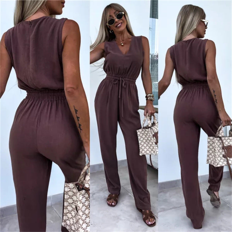 Elegant High-Waisted Sleeveless Jumpsuit