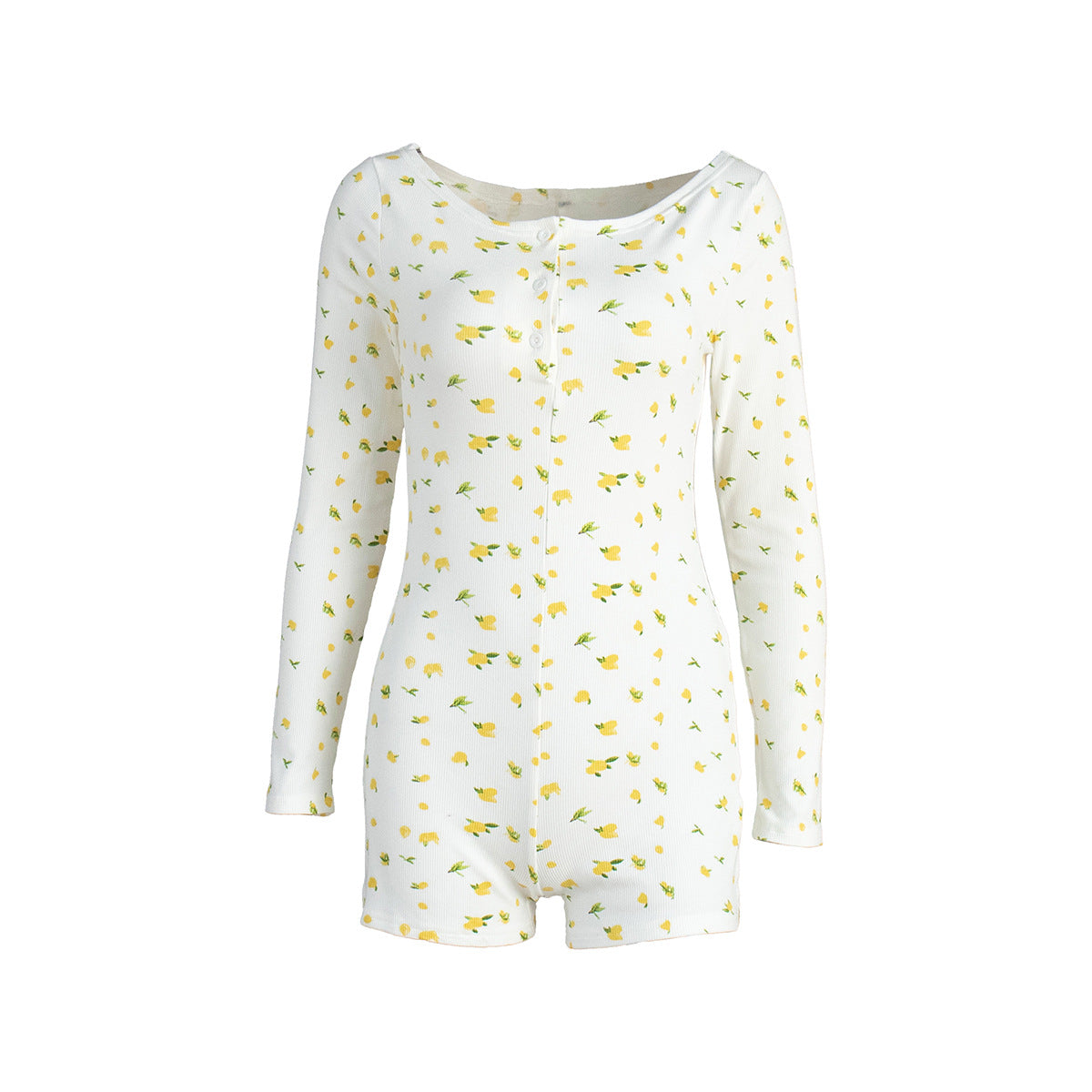 Women's Printed Long-Sleeve Jumpsuit Pajamas
