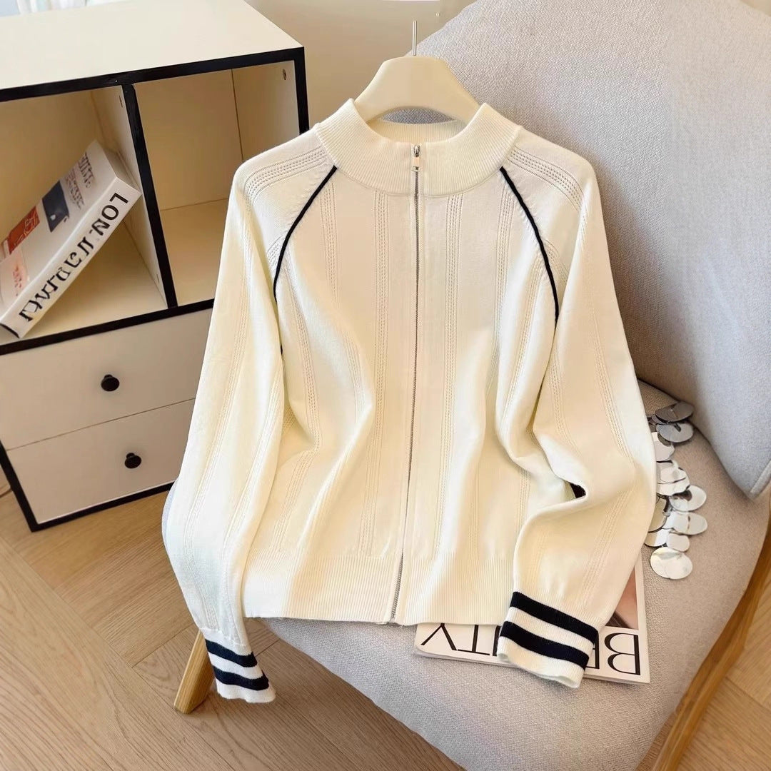 Chic Fashion Zipper Cardigan Women's Outerwear