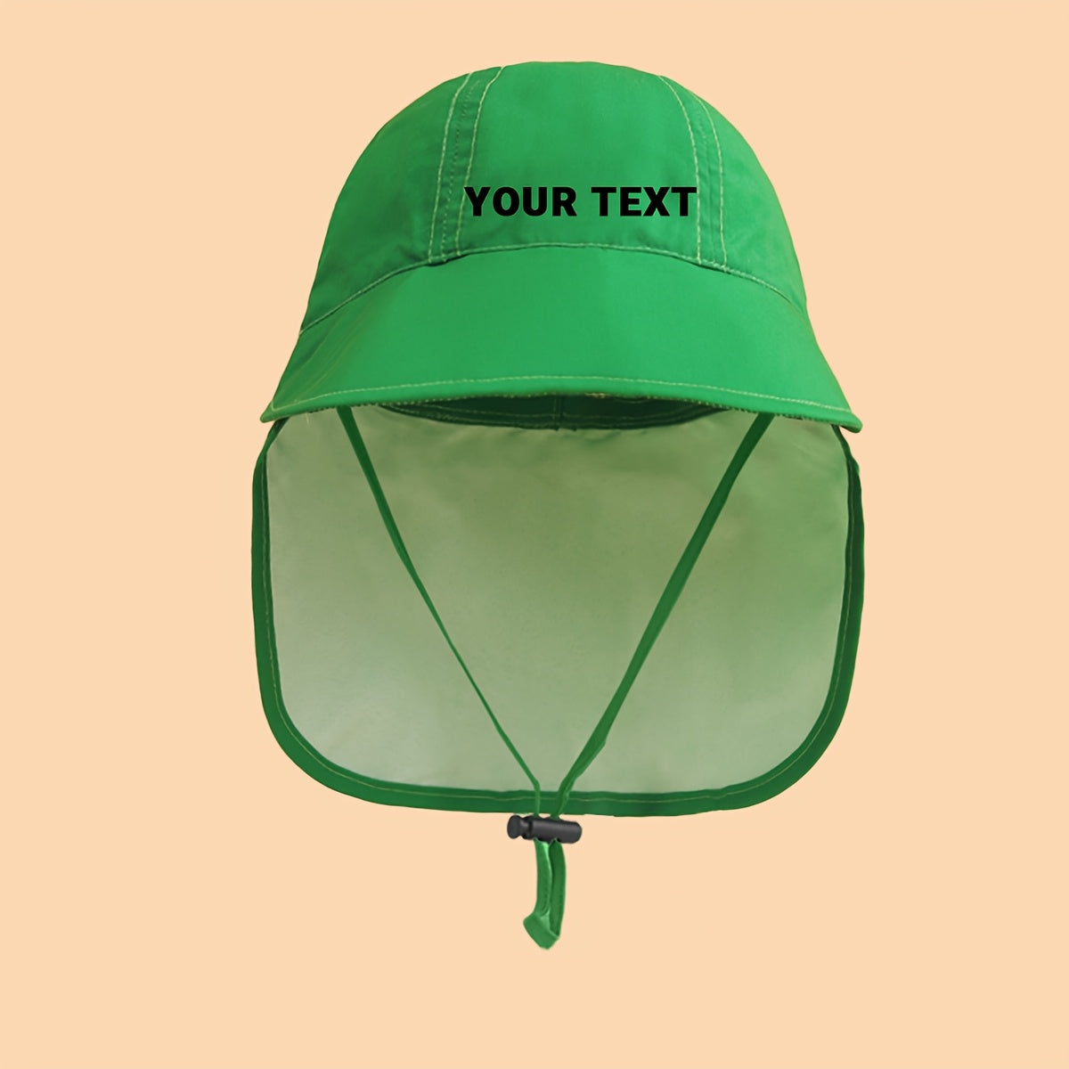 Kids Custom Bucket Hat with Neck Flap, Personalized Name/Date/Inspirational Word, Wide Brim, Adjustable Strap, 5-11 Years
