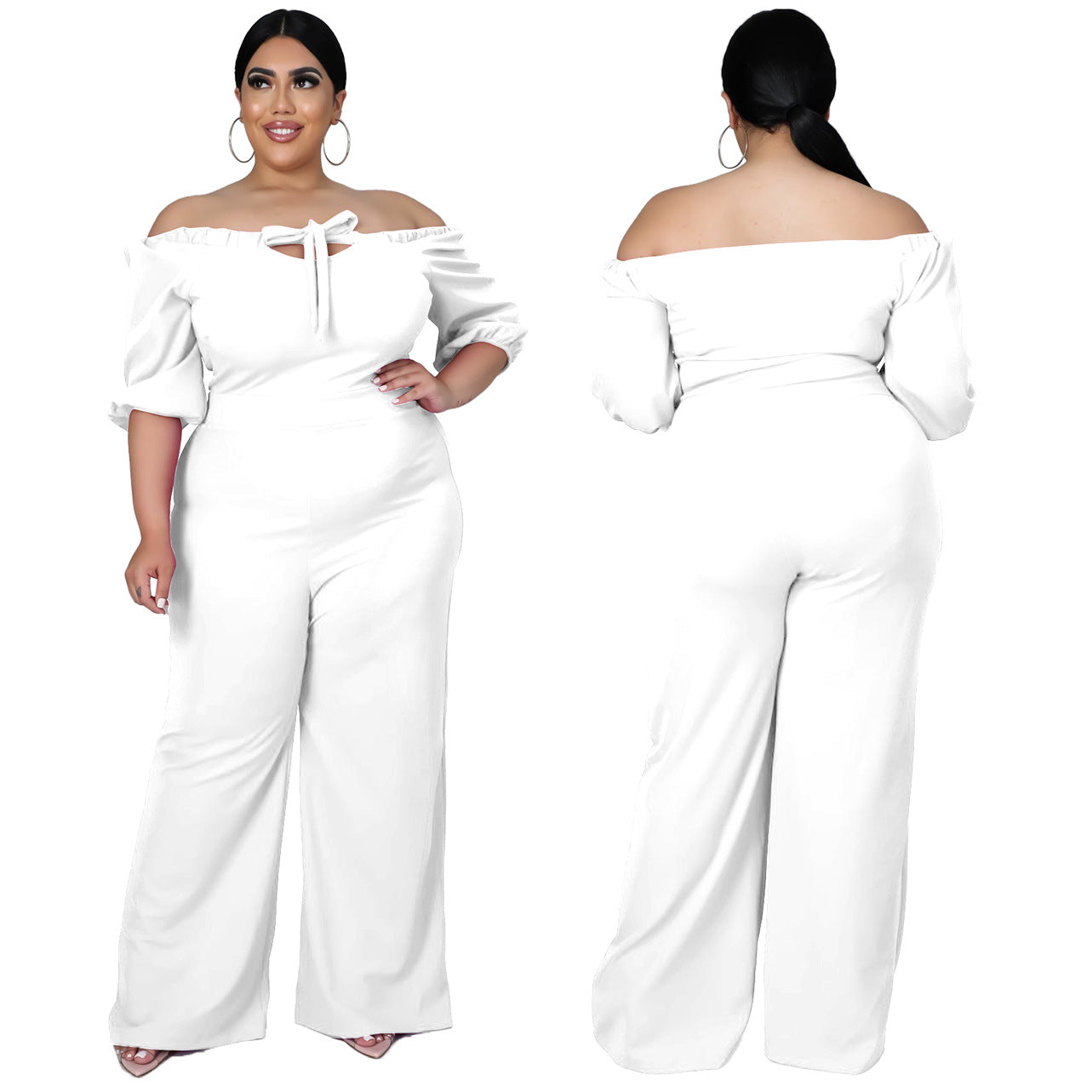 Women's Plus-Size Off-the-Shoulder Tube Jumpsuit
