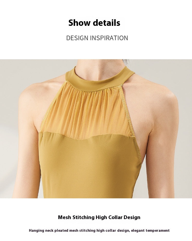Sleeveless Halter Ballet Dance Dress with Built-in Chest Pad