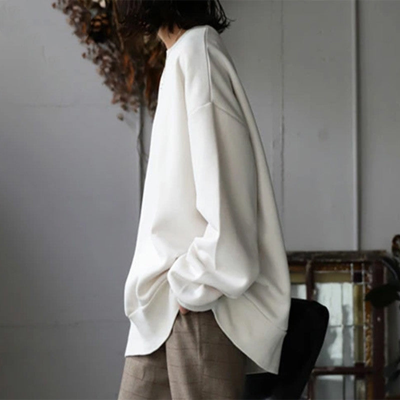 Women's Cozy Round Neck Loose Pullover Sweater